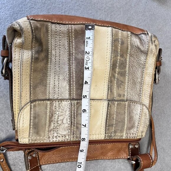 Fossil Leather Crossbody Bag MultiTexture Brown, Gray, Silver Vintage Classic - Picture 15 of 16